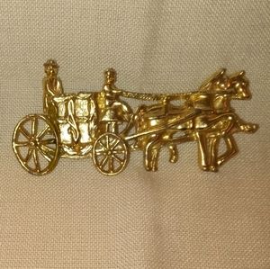 Horse and carriage brooch